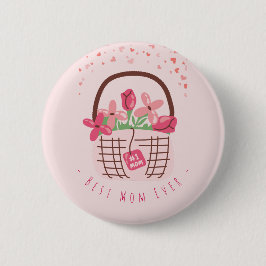 Mors dag,Bästa mamma någonsin, med vacker blomma Knapp