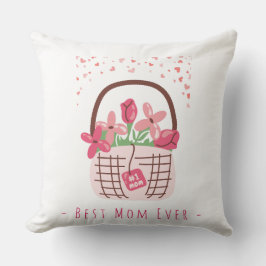 Mors dag, Bästa mamma någonsin, med vacker blomma Kudde