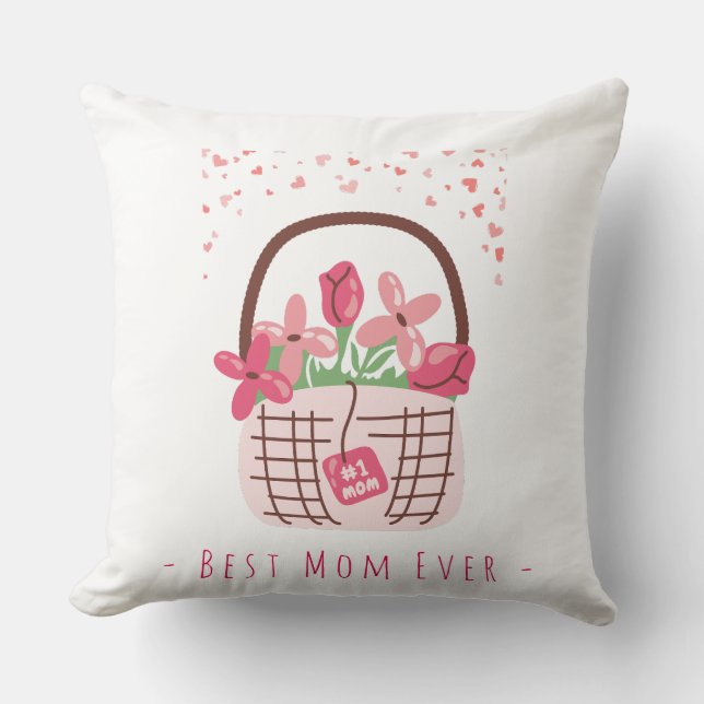 Mors dag, Bästa mamma någonsin, med vacker blomma Kudde (Framsida)