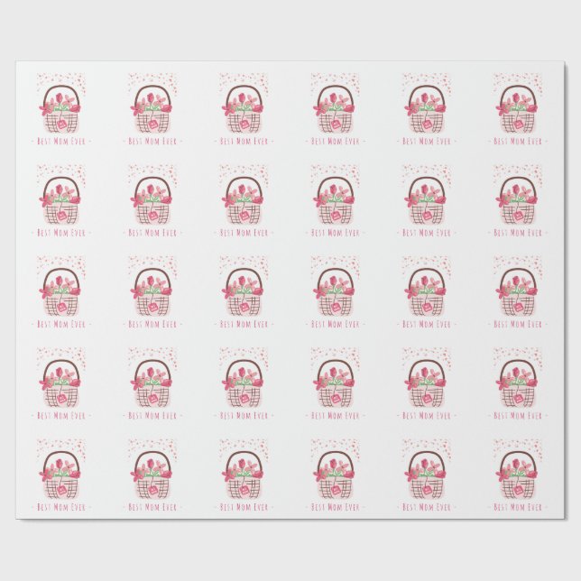 Mors dag, Bästa mamma någonsin, med vacker blomma Presentpapper (Platt)