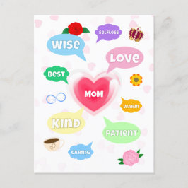 Mors dag Bästa Mamma Ordmoln Drottning Krona Kärle Vykort