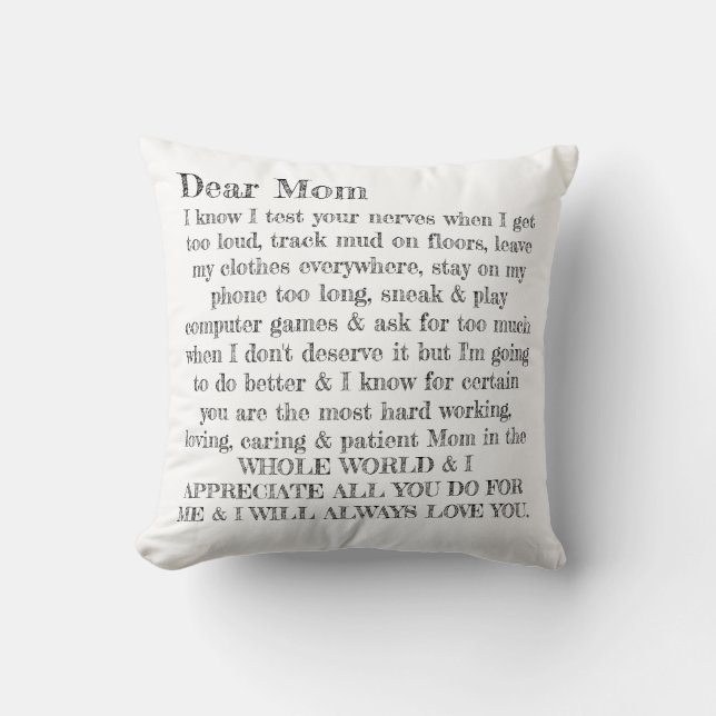 Mors dag Bästa Mamma Typography Brev Pillow Kudde (Framsida)