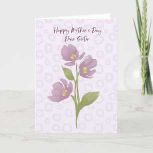 Mors dag Bäste syster Lila blommor Tack Kort