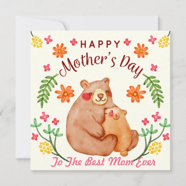 Mors dag Bears Helgdag Card Julkort (Framsida)