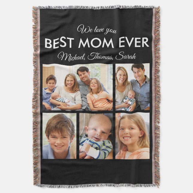 Mors dag Best Mamma någonsin Trendig Photo Collage Filt (Framsidan Vertikal)