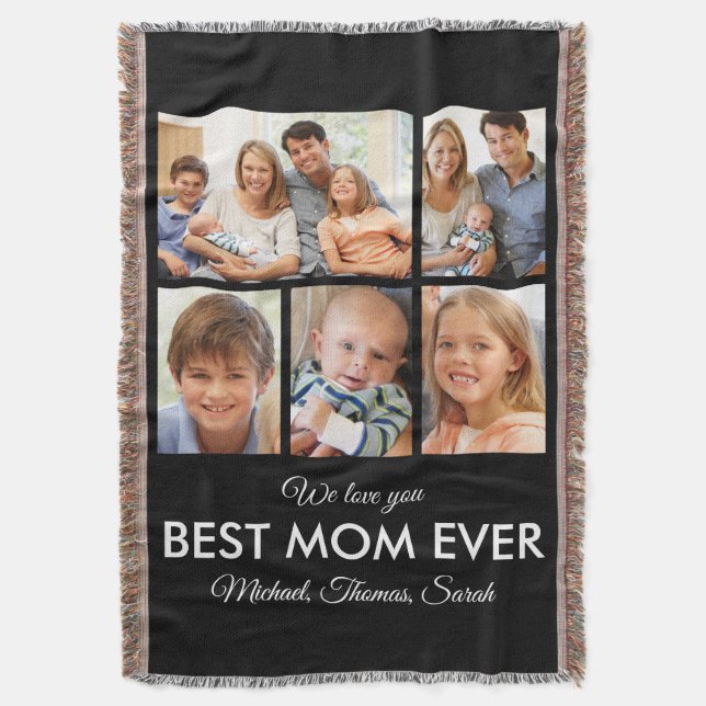 Mors dag Best Mamma någonsin Trendig Photo Collage Filt (Framsidan Vertikal)