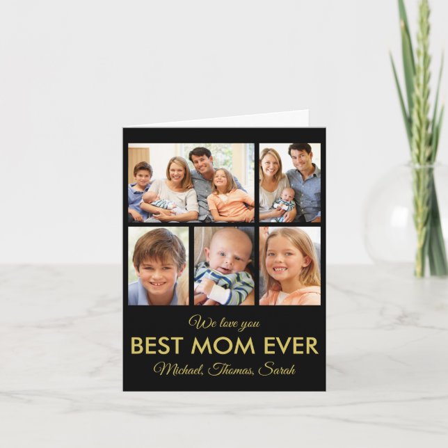 Mors dag Best Mamma någonsin Trendig Photo Collage Kort (Framsida)