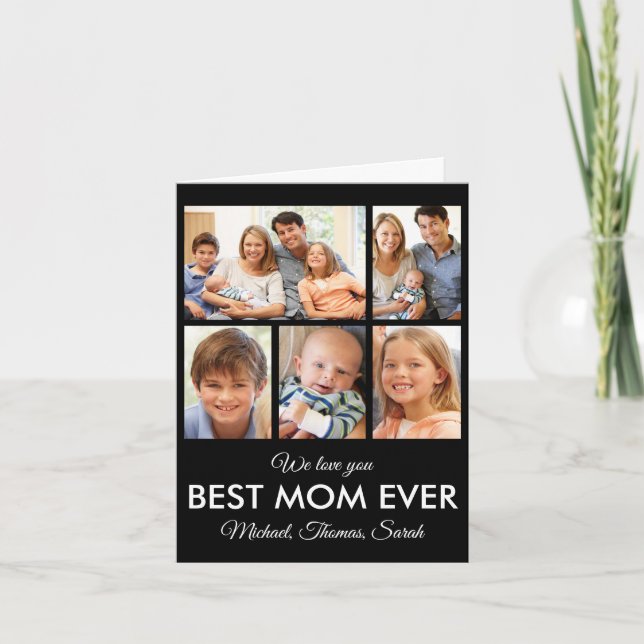 Mors dag Best Mamma någonsin Trendig Photo Collage Kort (Framsida)