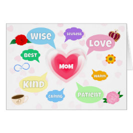 Mors dag Best Mamma Ord Clouds Queen Krona Kärlek Hälsningskort