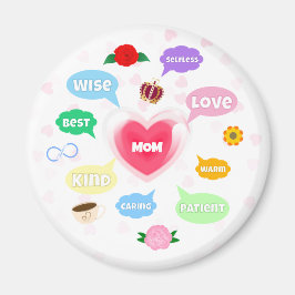 Mors dag Best Mamma Ord Clouds Queen Krona Kärlek Magnet