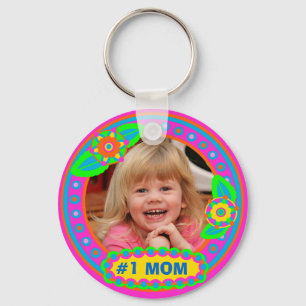 Mors dag/beställnings- foto & text Keychain för Nyckelring
