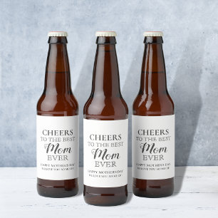 Mors dag Black and White CHEERS best Ölflaska Etikett