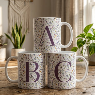 Mors dag Blommig brudtärna Lärare Initial Kaffemugg