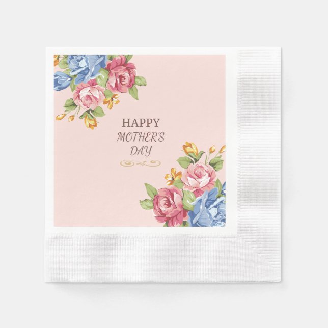 Mors dag - Blommig Rosglans Pappersservett (Framsidan)