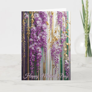 Mors dag Blommig Tapet Violett Wisteria Kort