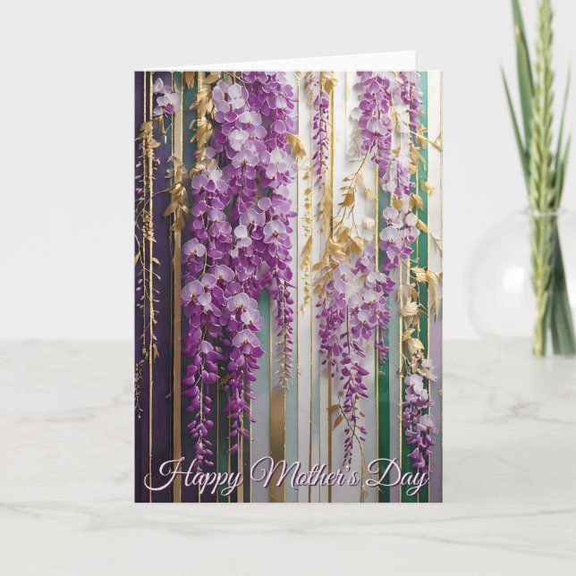 Mors dag Blommig Tapet Violett Wisteria Kort (Framsida)