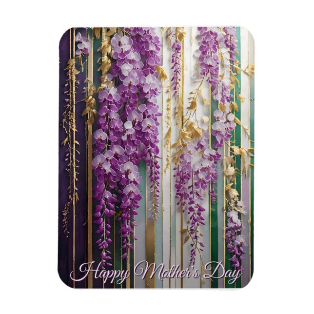 Mors dag Blommig Tapet Violett Wisteria Magnet (Vertikal)