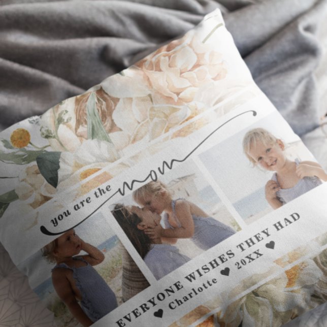 Mors dag | Blommig tre-fotokollage  Kudde (Skapare uppladdad)