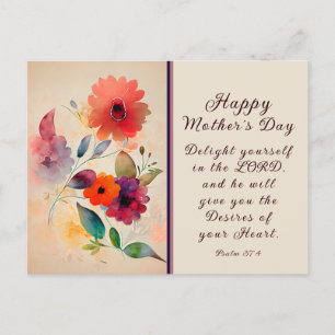 Mors dag Blommigt Garden Bible Verse Vykort