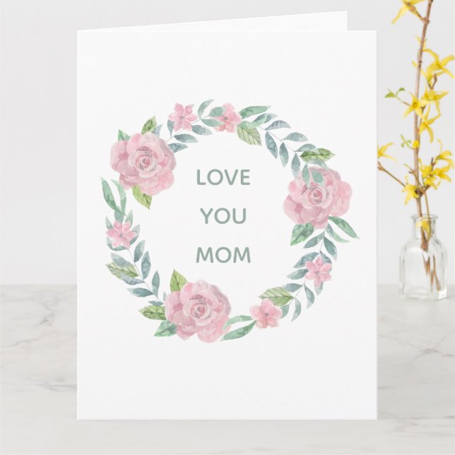 Mors dag Blommigt Kärlek, ditt Mamma-mappade kort (Gul blomma)