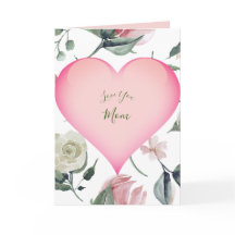 Mors dag Blommigt Modern Rosa Heart Personal