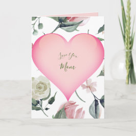 Mors dag Blommigt Modern Rosa Heart Personal Kort
