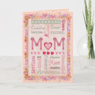Mors dag Blommigt Typografi Hälsning Kort