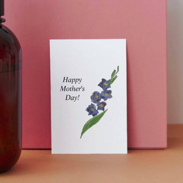 Mors dag-blommigtens vattenfärgslila lila vykort (Skapare uppladdad)