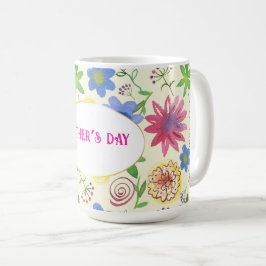 mors dag, blommönster kaffemugg