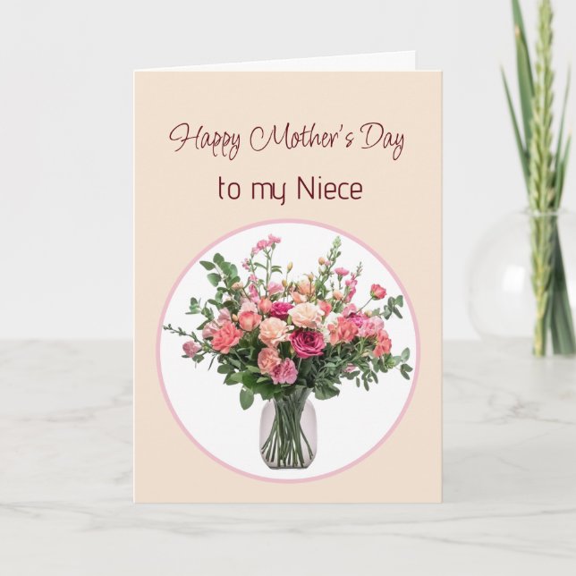 Mors dag Blomsterbukett för systerdotter Kort (Framsida)