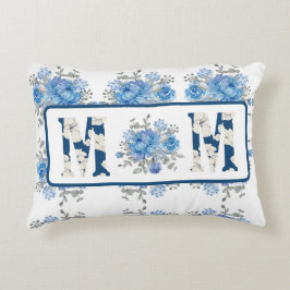 Mors dag Blue Blommigt Mamma Prydnadskudde