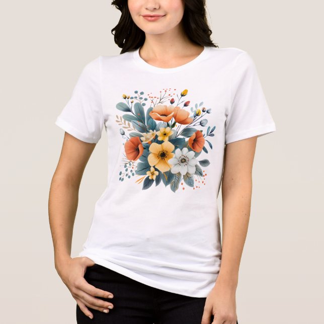 Mors dag Boho blommor Clipart-619830 T Shirt (Framsida)