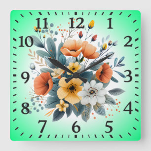 Mors dag Boho blommor Clipart-61983 Fyrkantig Klocka