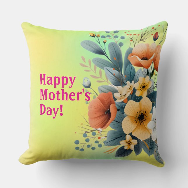 Mors dag Boho blommor Clipart-61983 Kudde (Framsida)
