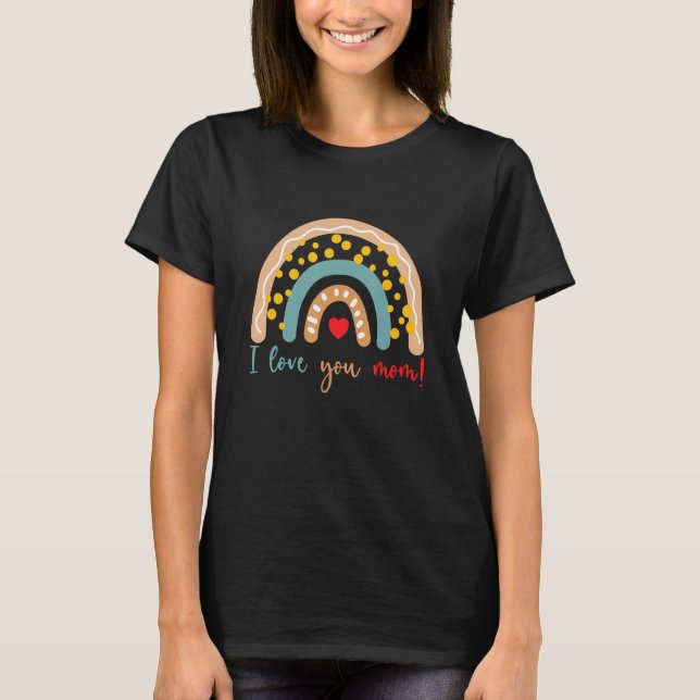 Mors dag Boho Rainbow Stil Hand plockade Cute Fo T Shirt (Framsida)