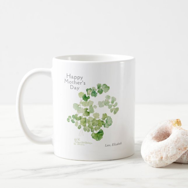 Mors dag botaniskt vattenfärg kaffemugg (Med munk)