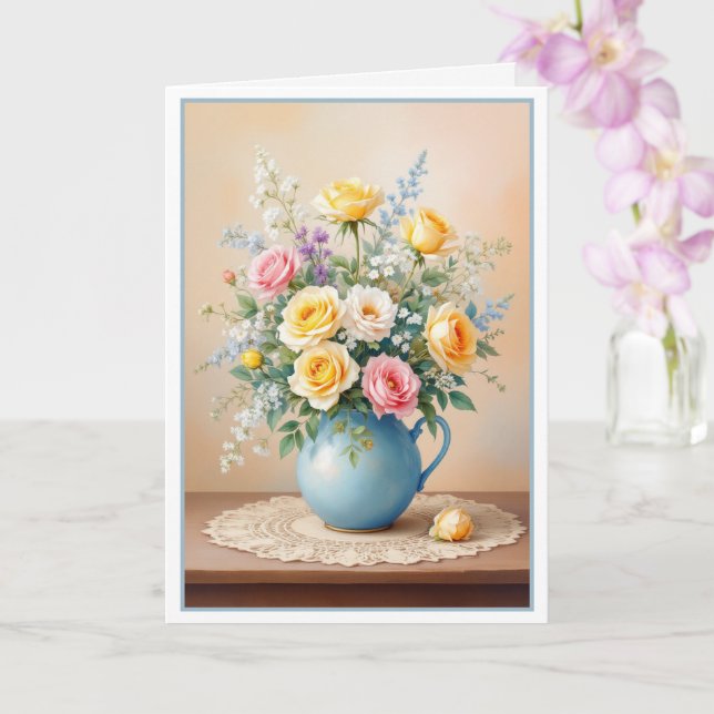 Mors dag Bouquet av Ro & Wildblommor Kort (Orkide)
