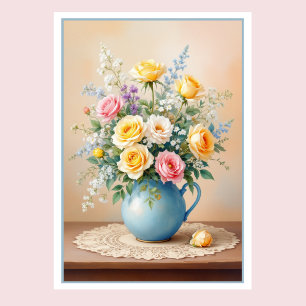 Mors dag Bouquet av Ro & Wildblommor Kort