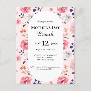Mors dag brunch blommigt rosa anpassningsbar  vykort