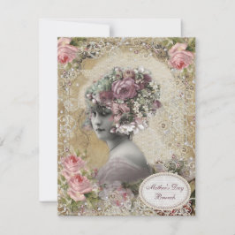 Mors dag Brunch Dam med judar och blommor Inbjudningar