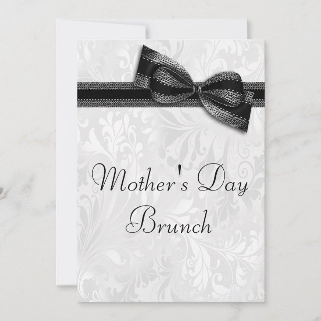 Mors dag Brunch Damask och Falsk Slinga Inbjudningar (Framsida)