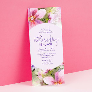Mors dag Brunch Elegant Watercolor Flowers Inbjudningar