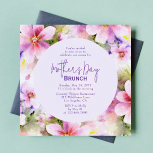Mors dag Brunch Eleganta Akvarellblommor Inbjudningar