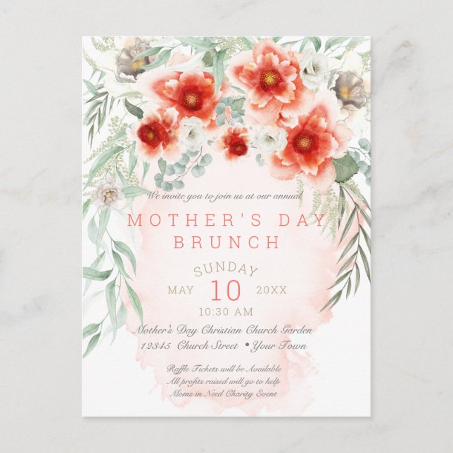 Mors dag Brunch-evenemang för kyrkogruppen Vykort (Framsida)