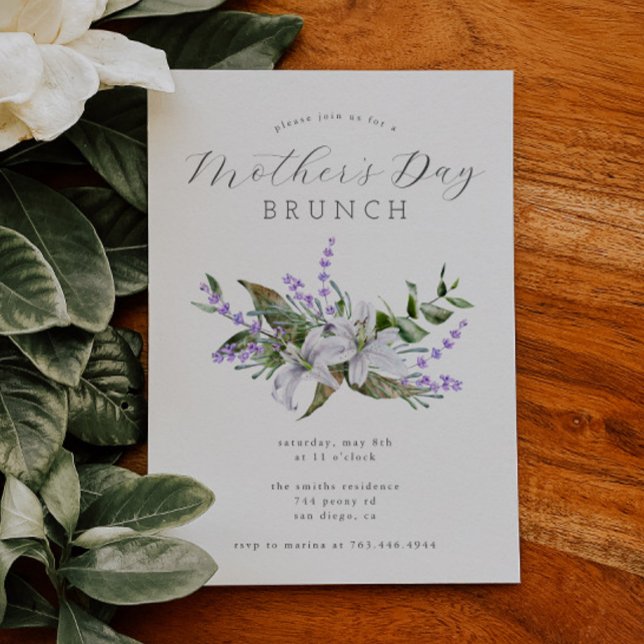 Mors dag Brunch | Inbjudan till vit Blommigt (Skapare uppladdad)