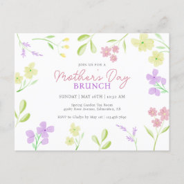 Mors dag Brunch Mjuk blomster vattenfärg Pastell Vykort