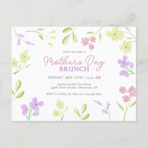 Mors dag Brunch Mjuk blomster vattenfärg Pastell Vykort