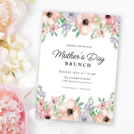 Mors dag Brunch Pastell Watercolor Blommig Inbjudningar