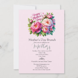 Mors dag Brunch Rosa Blommigt Helgdag Inbjudningar