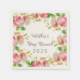 Mors dag Brunch - rosa ros Pappersservett
